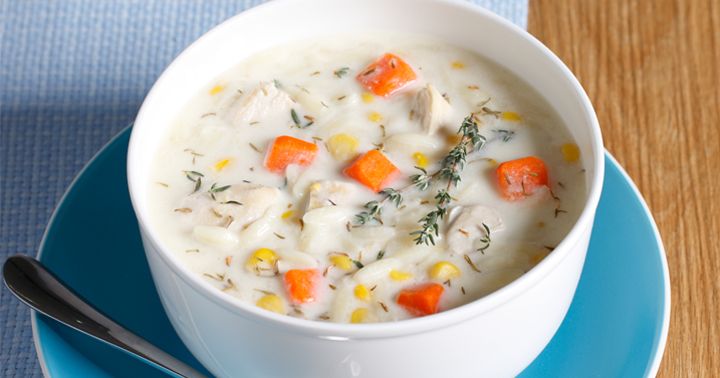 Creamy Chicken Corn and Orozo Soup